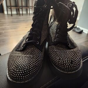 Madden Girl Kurrt Black/Silver Studs Combat Boots Women’s Size 10